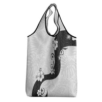 Polynesia Hibiscus Grocery Bag White Curve Motif - Polynesian Pride