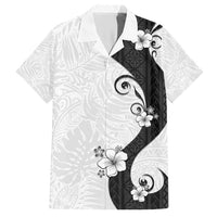 Polynesia Hibiscus Hawaiian Shirt White Curve Motif - Polynesian Pride