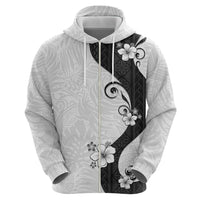 Polynesia Hibiscus Hoodie White Curve Motif - Polynesian Pride