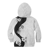 Polynesia Hibiscus Kid Hoodie White Curve Motif - Polynesian Pride
