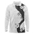 Polynesia Hibiscus Long Sleeve Polo Shirt White Curve Motif - Polynesian Pride