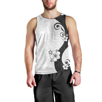 Polynesia Hibiscus Men Tank Top White Curve Motif - Polynesian Pride