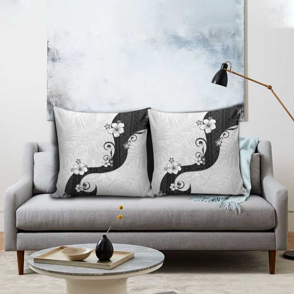 Polynesia Hibiscus Pillow Cover White Curve Motif - Polynesian Pride