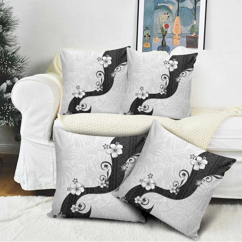 Polynesia Hibiscus Pillow Cover White Curve Motif - Polynesian Pride