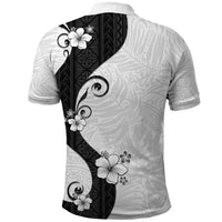 Polynesia Hibiscus Polo Shirt White Curve Motif - Polynesian Pride