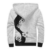 Polynesia Hibiscus Sherpa Hoodie White Curve Motif - Polynesian Pride