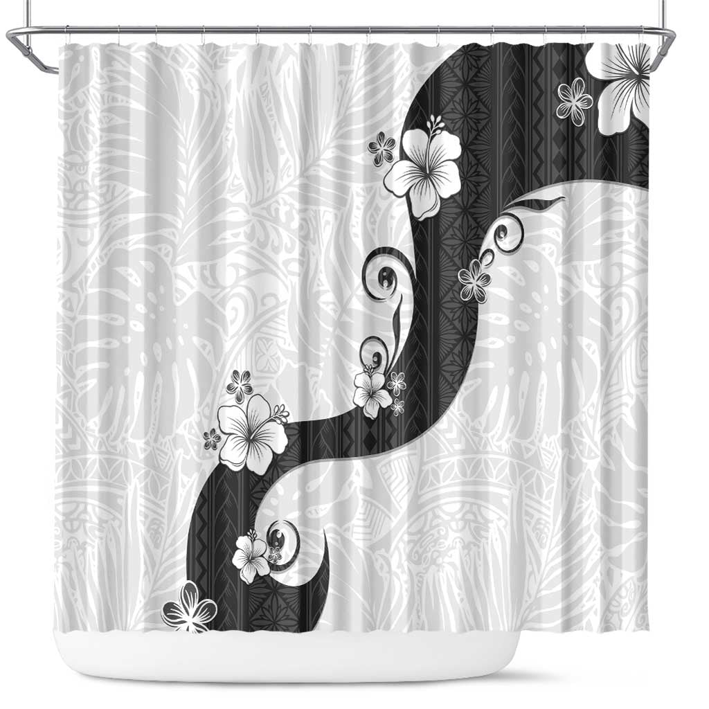 Polynesia Hibiscus Shower Curtain White Curve Motif LT05 White - Polynesian Pride