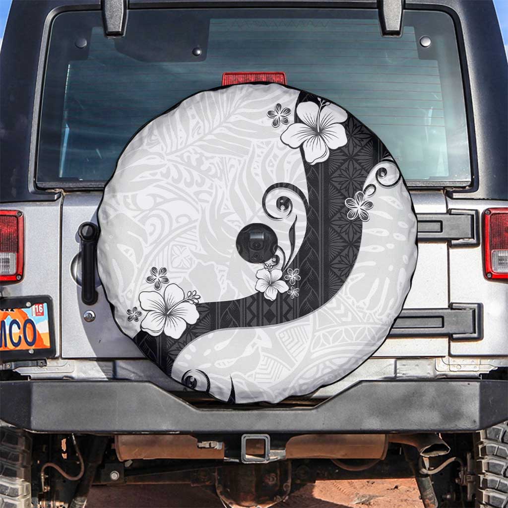 Polynesia Hibiscus Spare Tire Cover White Curve Motif LT05 White - Polynesian Pride
