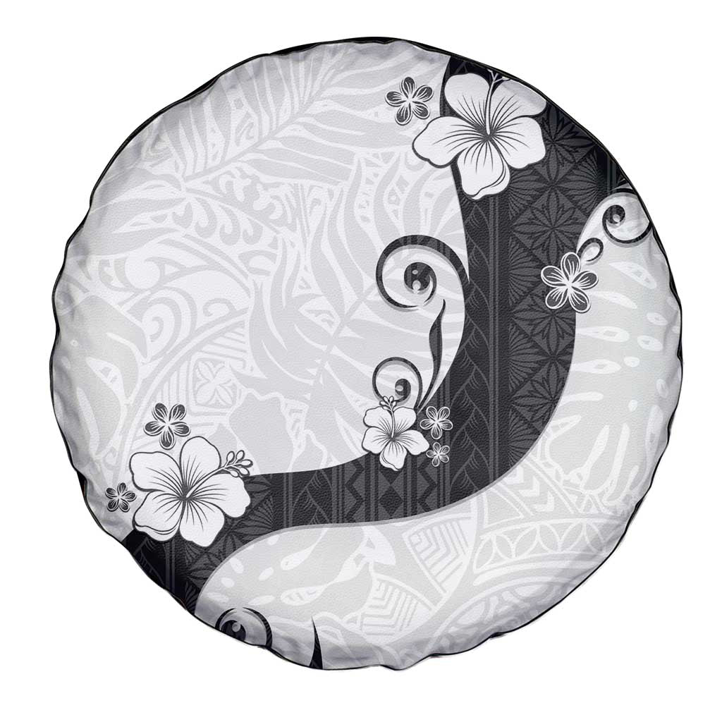 Polynesia Hibiscus Spare Tire Cover White Curve Motif - Polynesian Pride