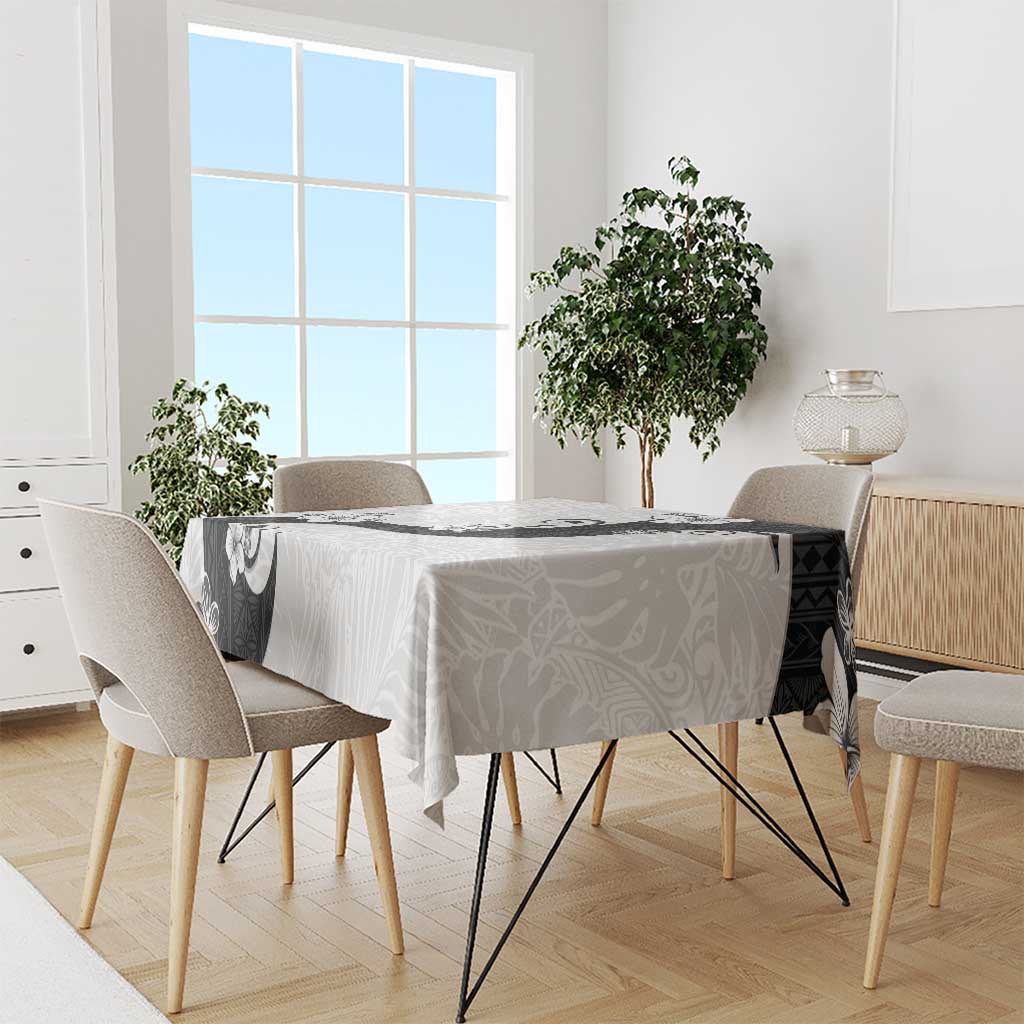 Polynesia Hibiscus Tablecloth White Curve Motif - Polynesian Pride