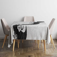 Polynesia Hibiscus Tablecloth White Curve Motif - Polynesian Pride