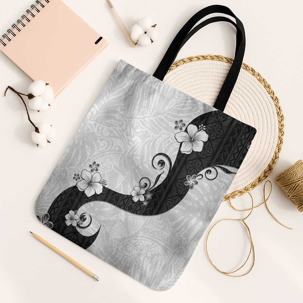 Polynesia Hibiscus Tote Bag White Curve Motif LT05 Black Strap One Size White - Polynesian Pride