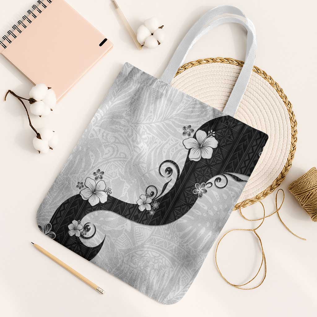 Polynesia Hibiscus Tote Bag White Curve Motif - Polynesian Pride
