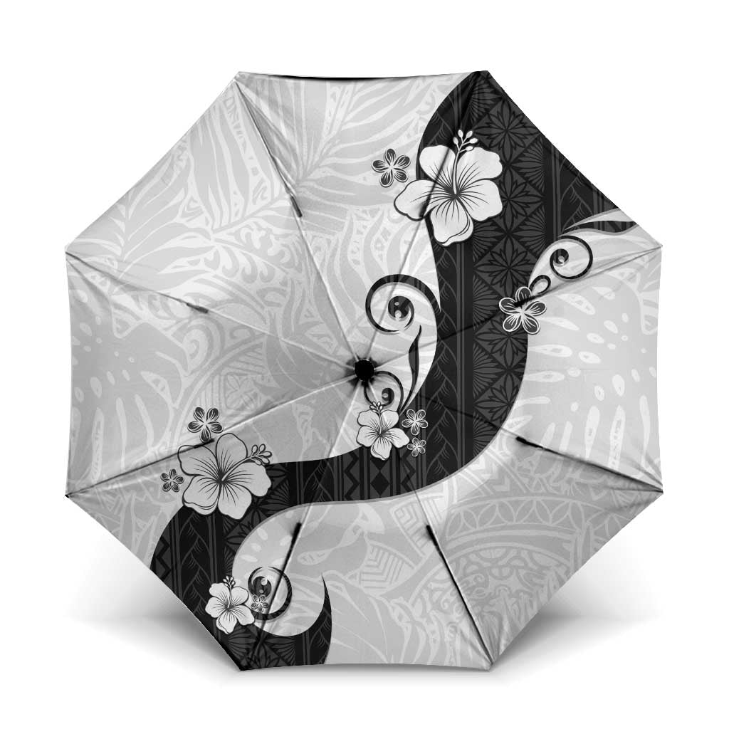 Polynesia Hibiscus Umbrella White Curve Motif LT05 One Size Folded 11.42 inch Opened Diameter 37.4 inch White - Polynesian Pride