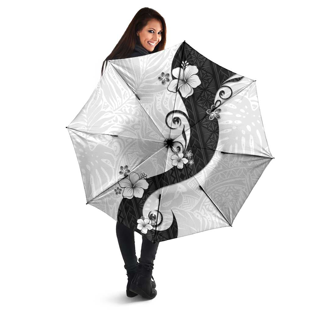 Polynesia Hibiscus Umbrella White Curve Motif - Polynesian Pride