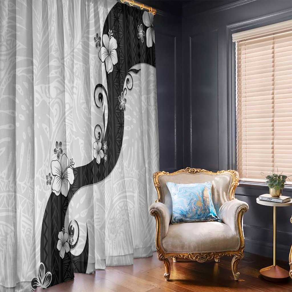 Polynesia Hibiscus Window Curtain White Curve Motif - Polynesian Pride