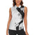Polynesia Hibiscus Women Sleeveless Polo Shirt White Curve Motif - Polynesian Pride