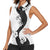 Polynesia Hibiscus Women Sleeveless Polo Shirt White Curve Motif - Polynesian Pride