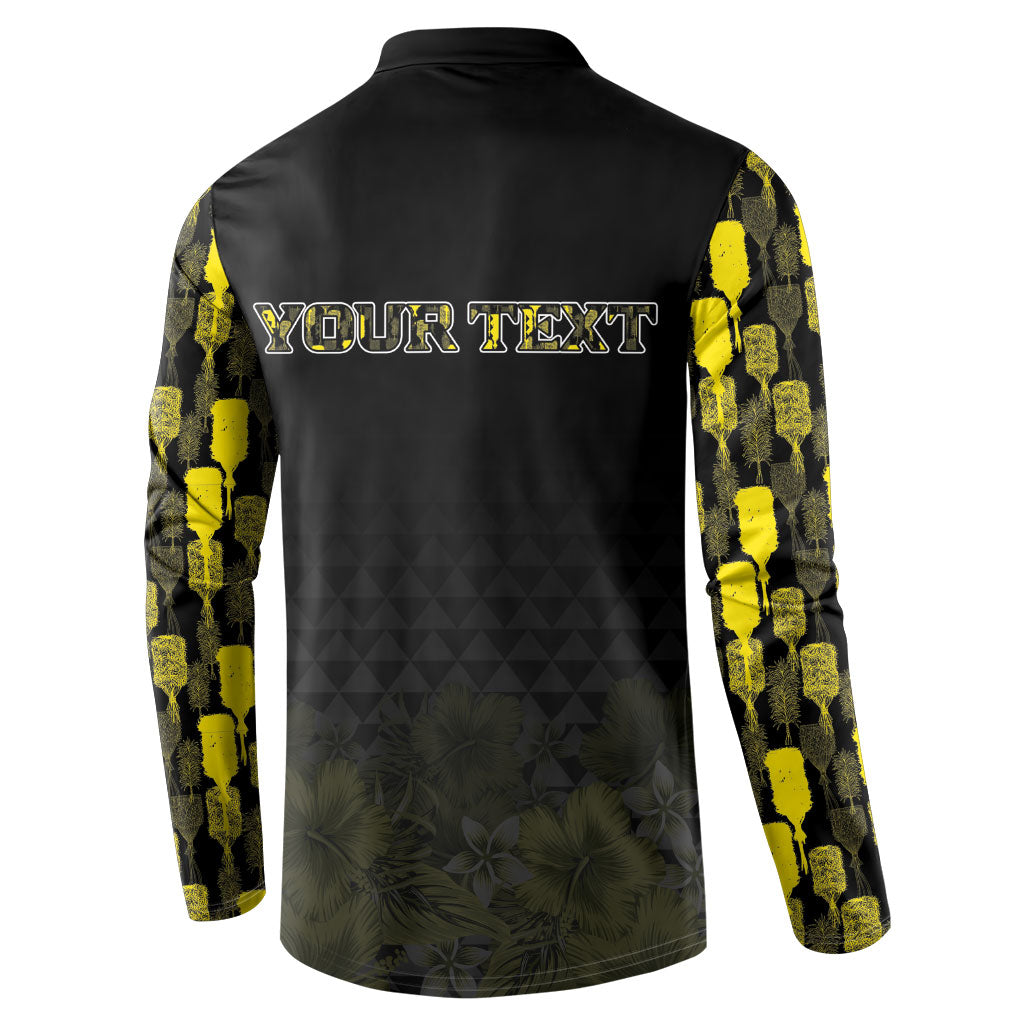Personalised Aloha Hawaii Kahili Button Sweatshirt Kanaka Maoli With Kakau Pattern