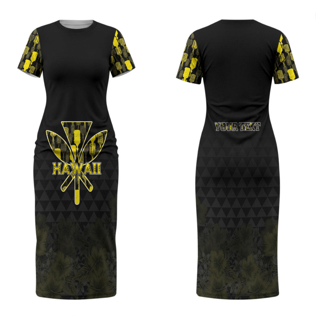 Personalised Aloha Hawaii Kahili Couples Matching Short Sleeve Bodycon Dress and Long Sleeve Button Shirt Kanaka Maoli With Kakau Pattern