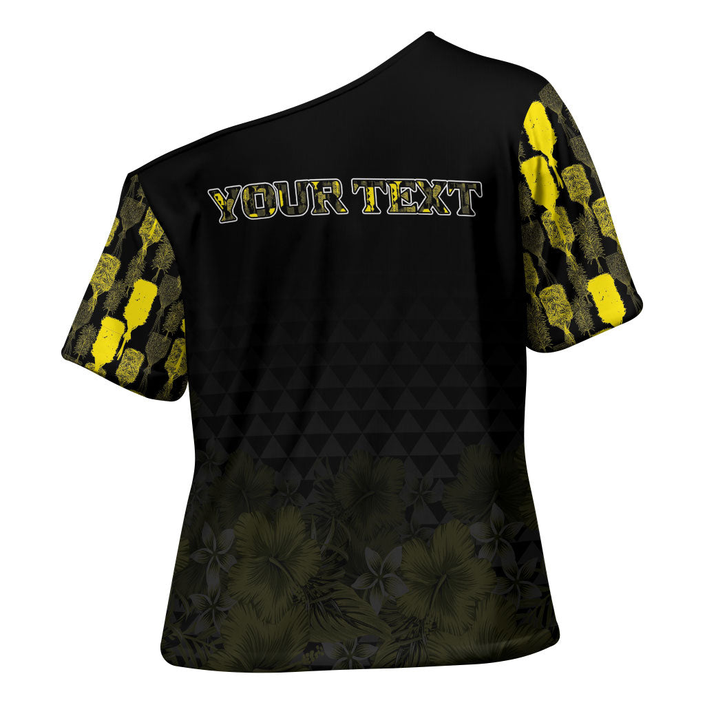 Personalised Aloha Hawaii Kahili Cross Shoulder Shirt Kanaka Maoli With Kakau Pattern