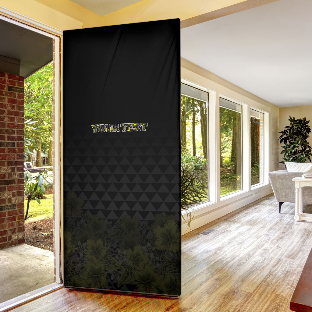 Personalised Aloha Hawaii Kahili Door Cover Kanaka Maoli With Kakau Pattern