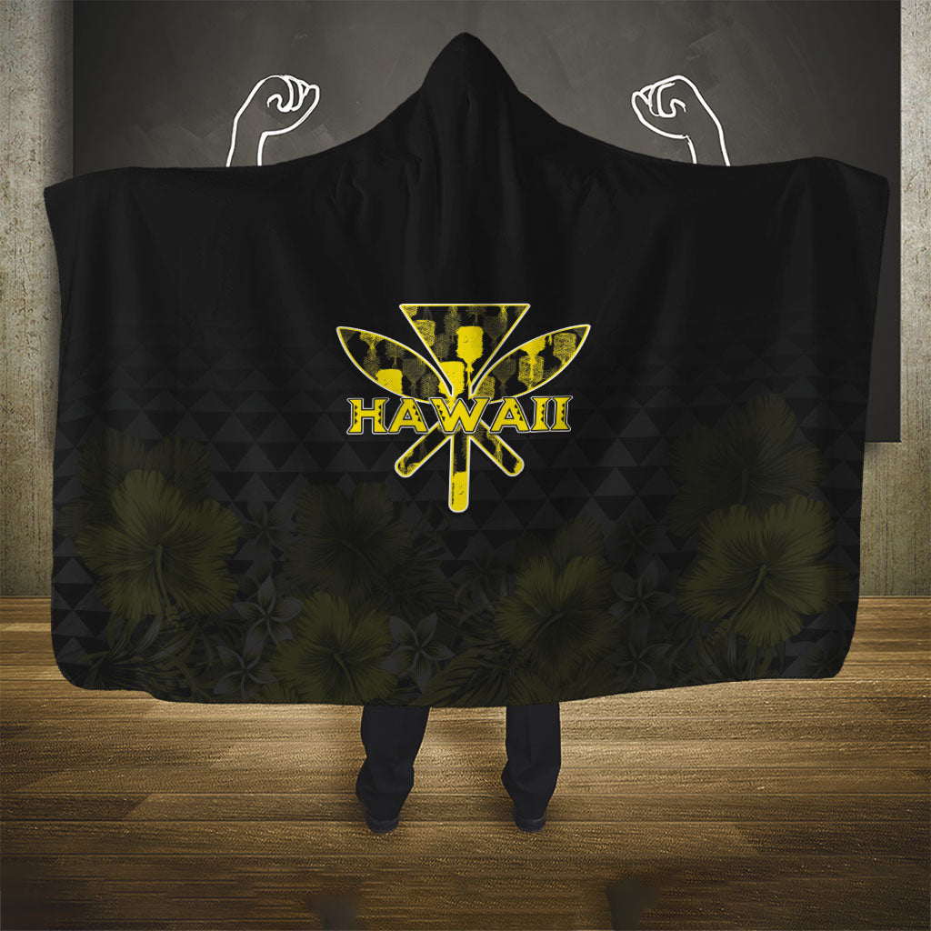 Aloha Hawaii Kahili Hooded Blanket Kanaka Maoli With Kakau Pattern