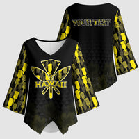 Personalised Aloha Hawaii Kahili Kimono Sleeve Blouse Kanaka Maoli With Kakau Pattern