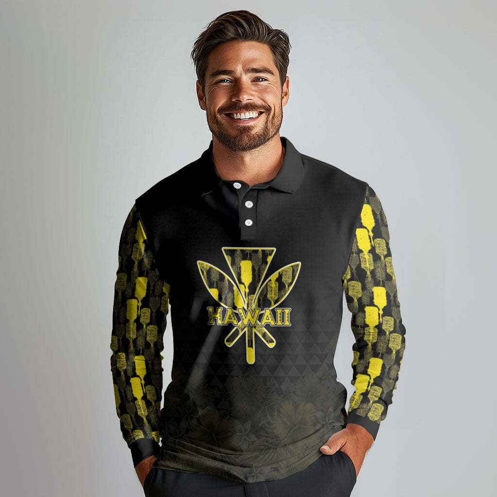 Personalised Aloha Hawaii Kahili Long Sleeve Polo Shirt Kanaka Maoli With Kakau Pattern