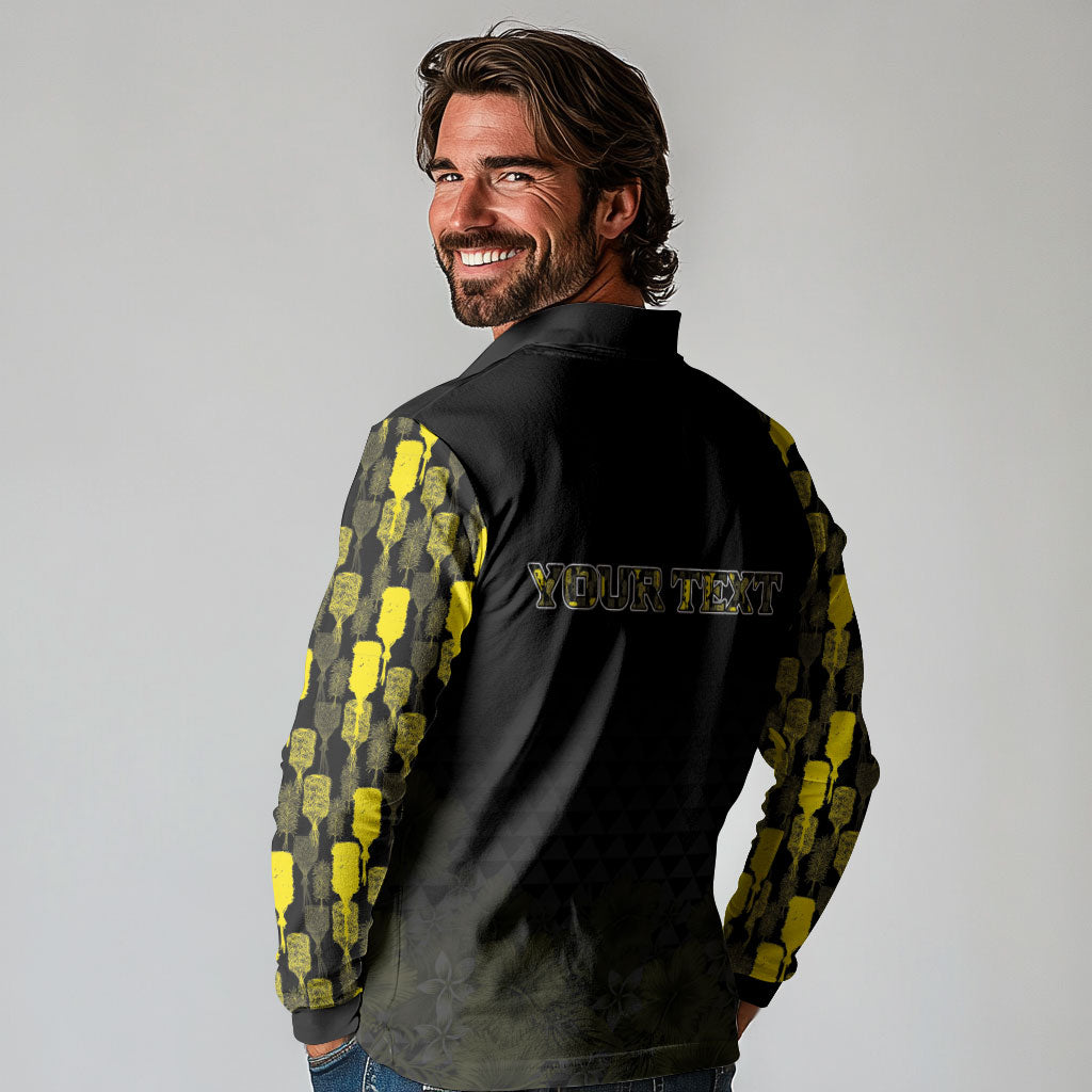 Personalised Aloha Hawaii Kahili Long Sleeve Polo Shirt Kanaka Maoli With Kakau Pattern