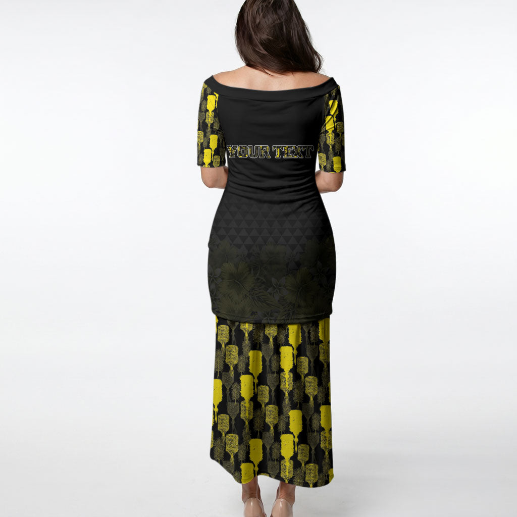 Personalised Aloha Hawaii Kahili Puletasi Kanaka Maoli With Kakau Pattern