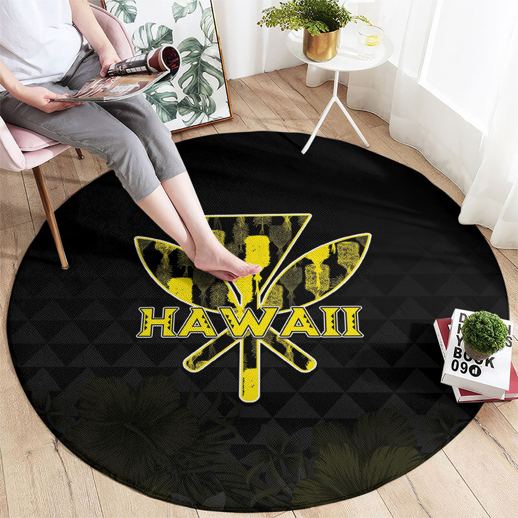 Aloha Hawaii Kahili Round Carpet Kanaka Maoli With Kakau Pattern