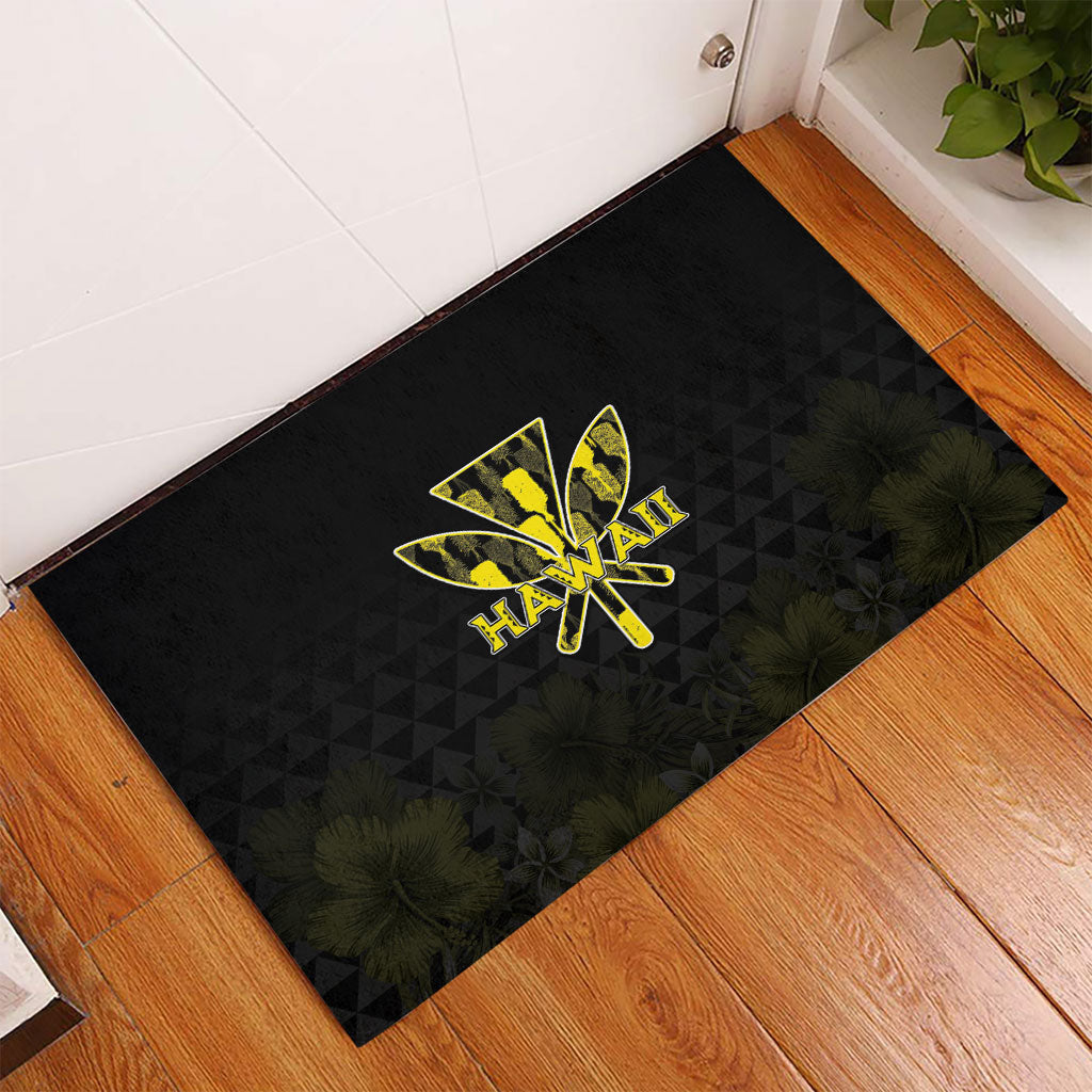 Aloha Hawaii Kahili Rubber Doormat Kanaka Maoli With Kakau Pattern