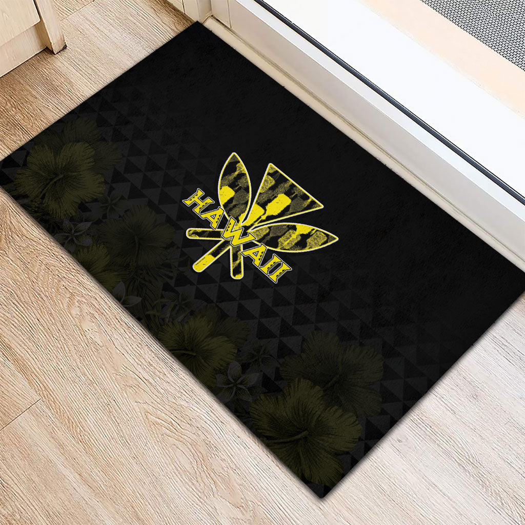 Aloha Hawaii Kahili Rubber Doormat Kanaka Maoli With Kakau Pattern