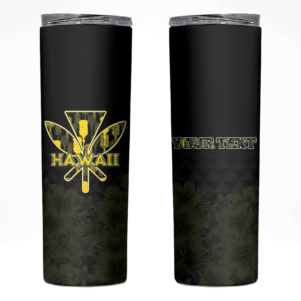 Personalised Aloha Hawaii Kahili Skinny Tumbler Kanaka Maoli With Kakau Pattern