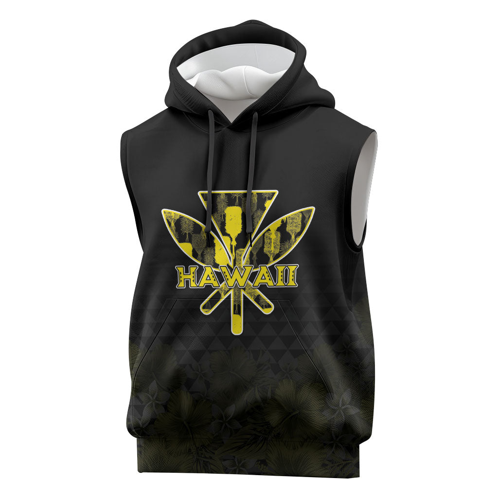 Personalised Aloha Hawaii Kahili Sleeveless Hoodie Kanaka Maoli With Kakau Pattern