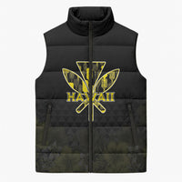 Personalised Aloha Hawaii Kahili Sleeveless Puffer Jacket Kanaka Maoli With Kakau Pattern