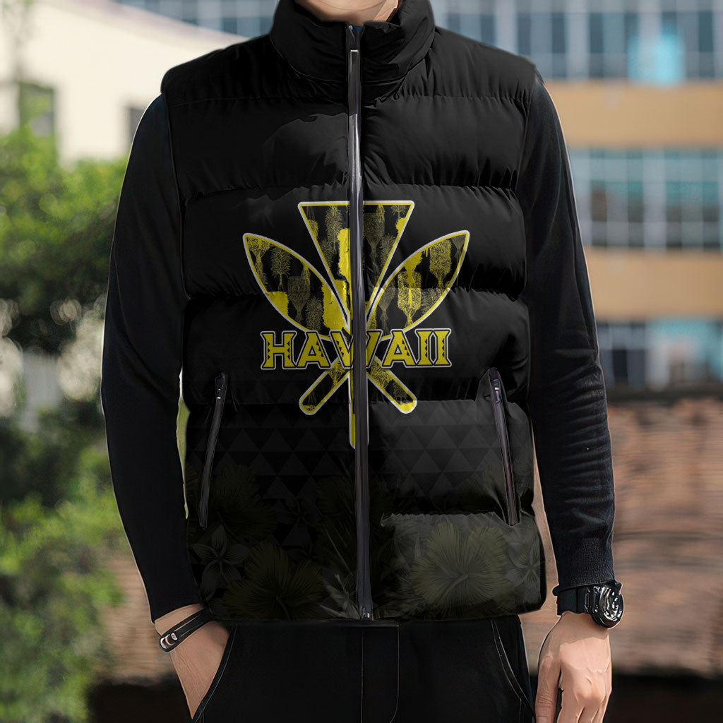 Personalised Aloha Hawaii Kahili Sleeveless Puffer Jacket Kanaka Maoli With Kakau Pattern
