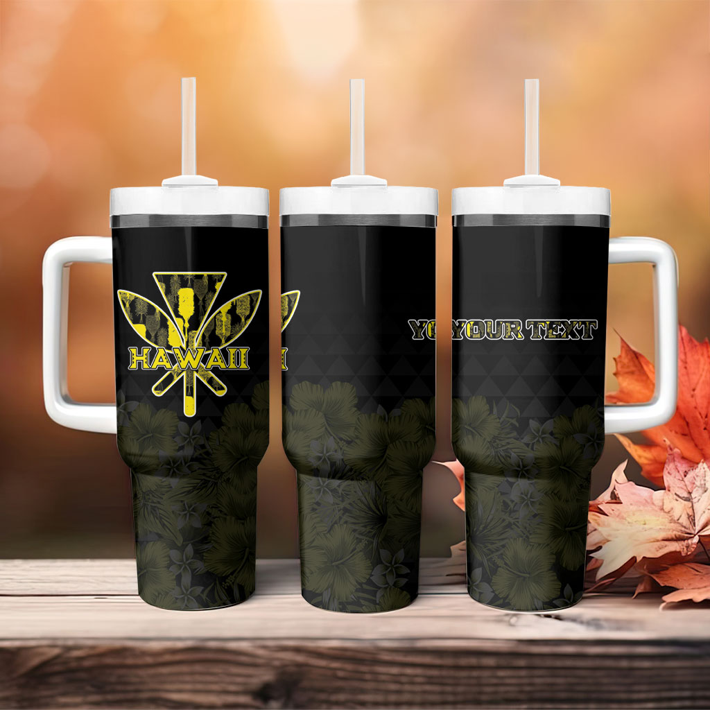 Personalised Aloha Hawaii Kahili Tumbler With Handle Kanaka Maoli With Kakau Pattern