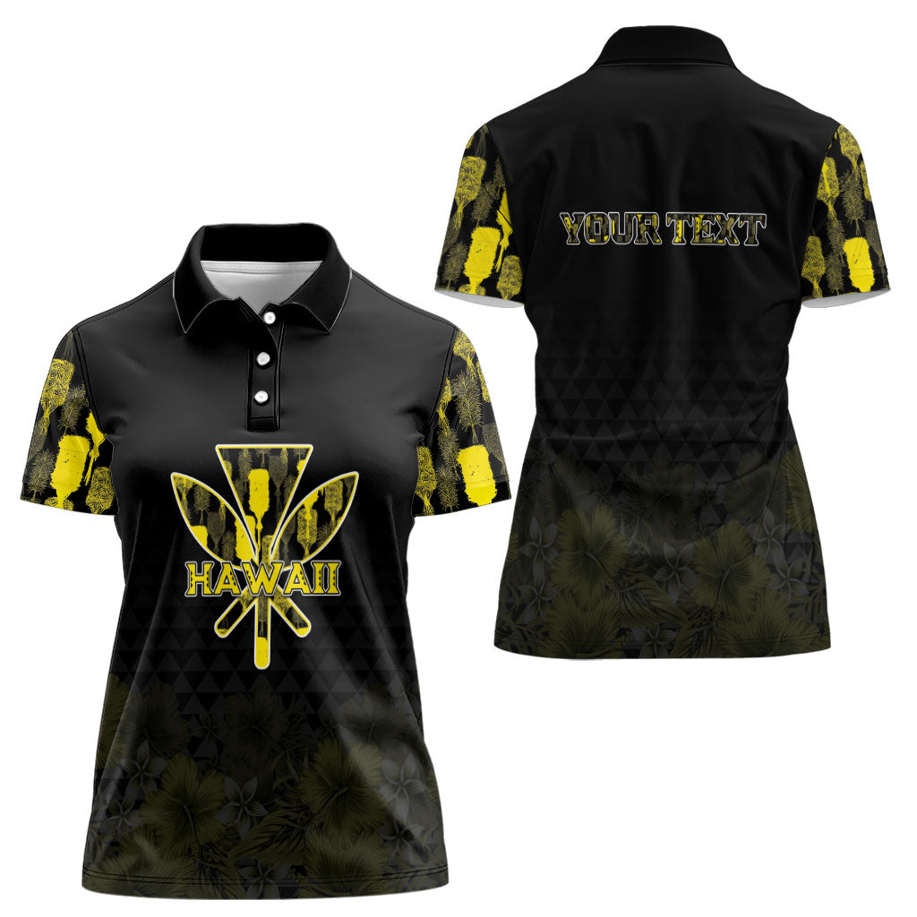Personalised Aloha Hawaii Kahili Women Polo Shirt Kanaka Maoli With Kakau Pattern