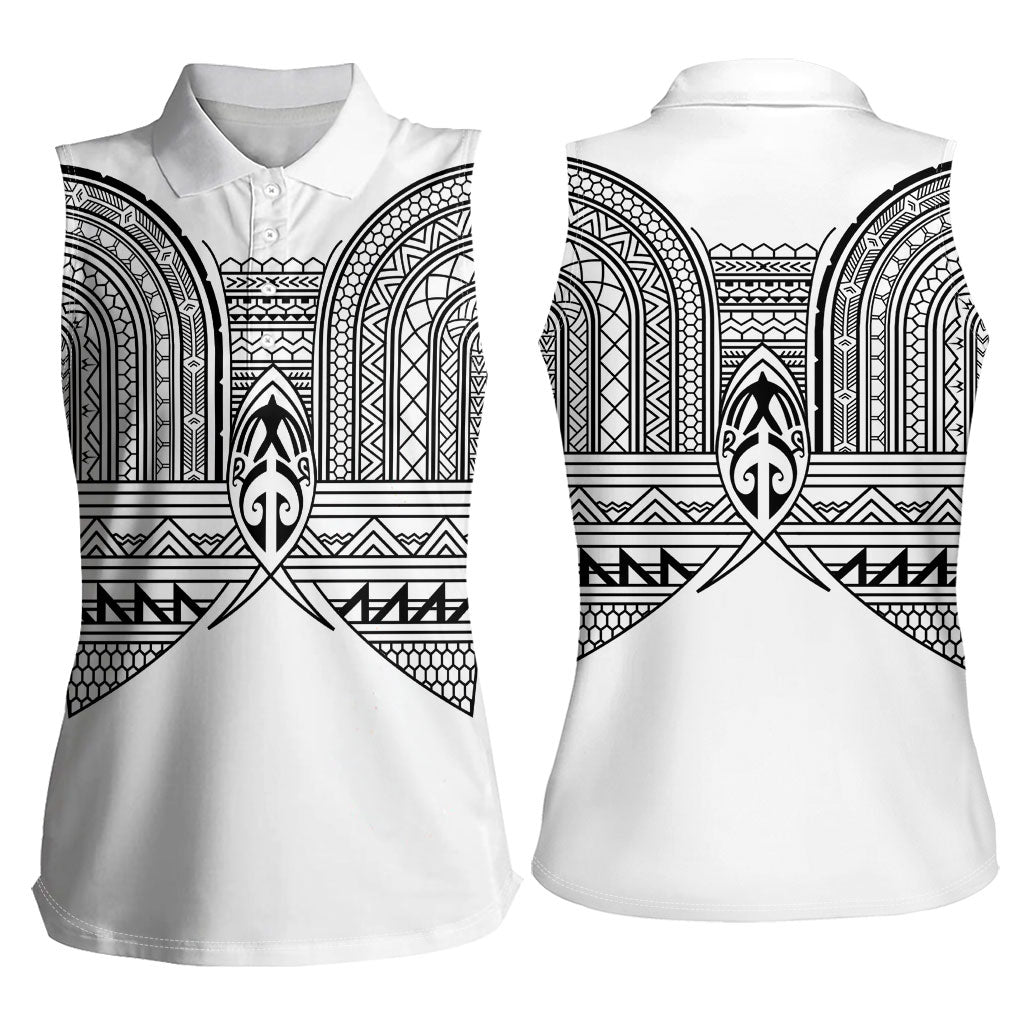 Philippines Igorot Tribal Inspired Women Sleeveless Polo Shirt White Version