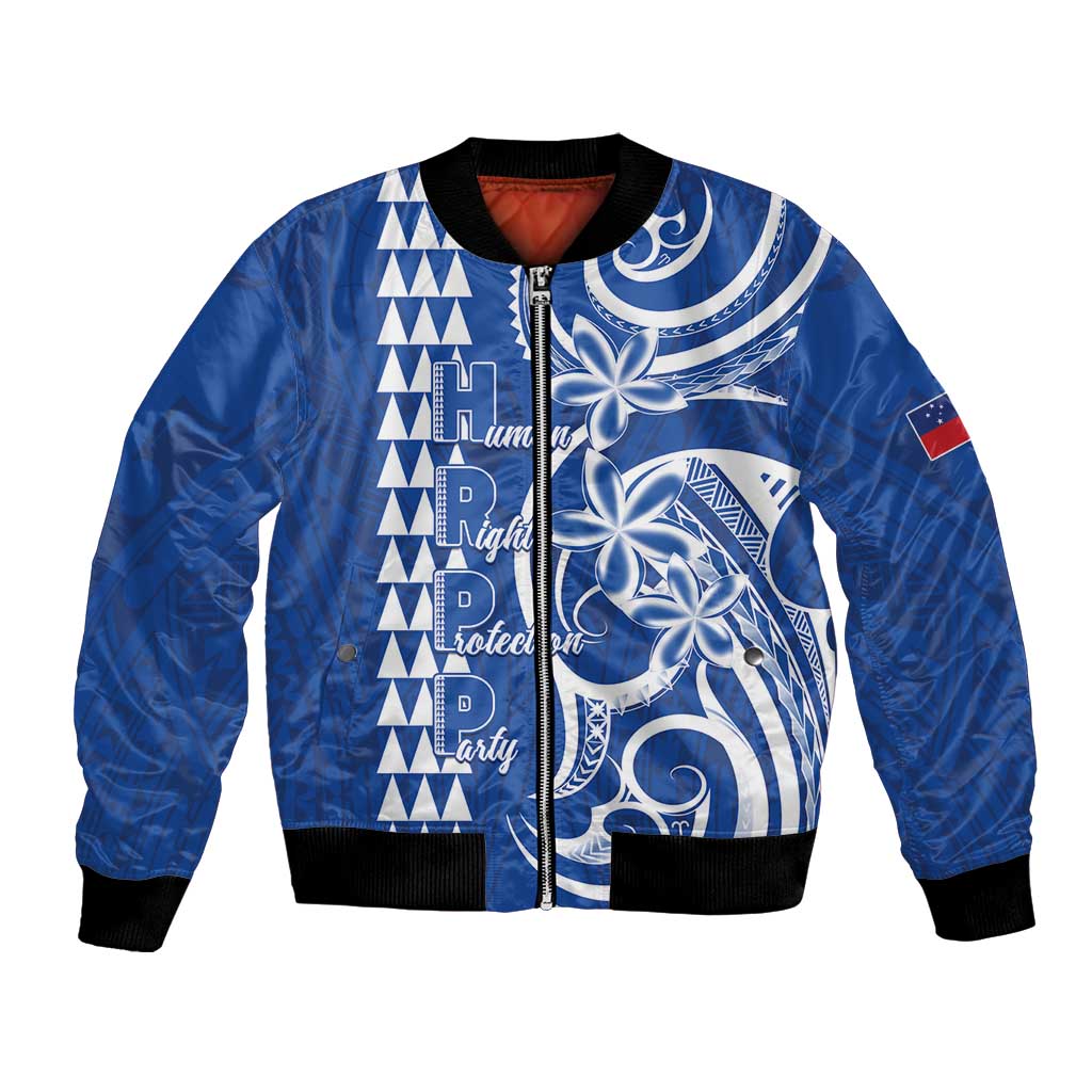 Samoa HRPP Party Bomber Jacket Polynesian Pattern LT05 Unisex Blue - Polynesian Pride