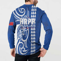 Samoa HRPP Party Button Sweatshirt Polynesian Pattern - Polynesian Pride