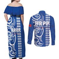 Samoa HRPP Party Couples Matching Off Shoulder Maxi Dress and Long Sleeve Button Shirt Polynesian Pattern - Polynesian Pride