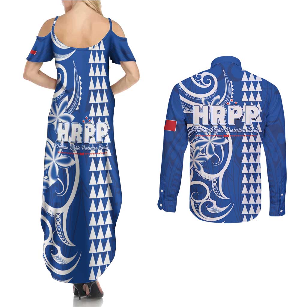 Samoa HRPP Party Couples Matching Summer Maxi Dress and Long Sleeve Button Shirt Polynesian Pattern - Polynesian Pride