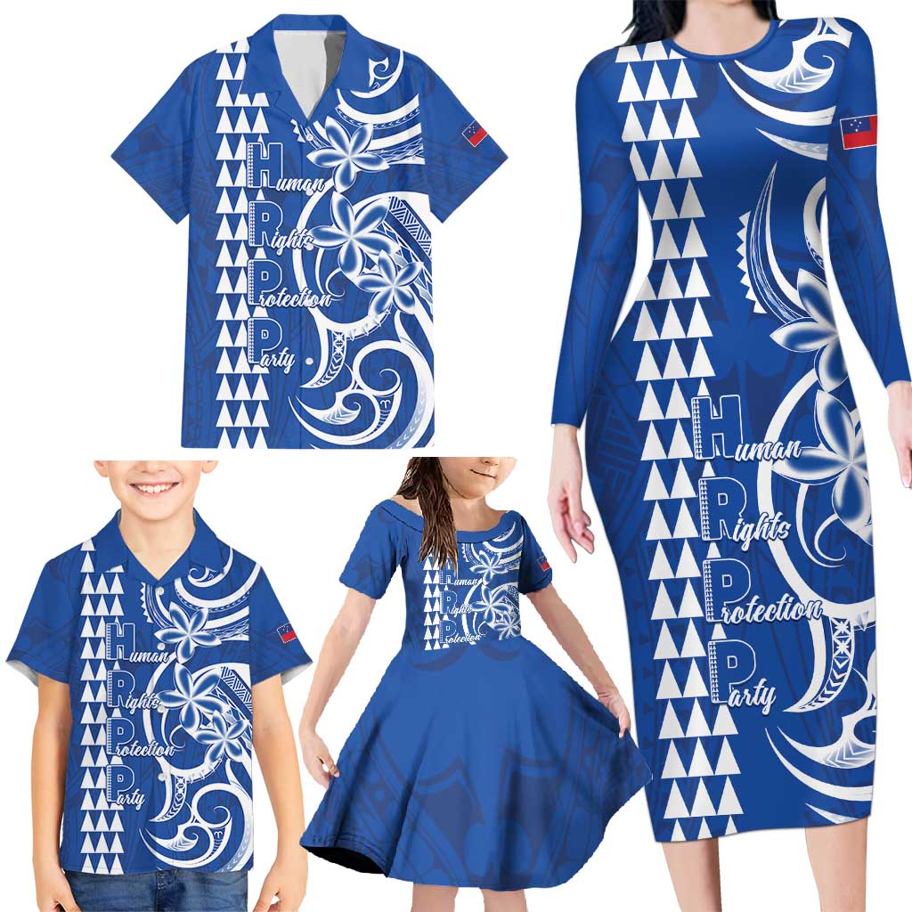 Samoa HRPP Party Family Matching Long Sleeve Bodycon Dress and Hawaiian Shirt Polynesian Pattern - Polynesian Pride