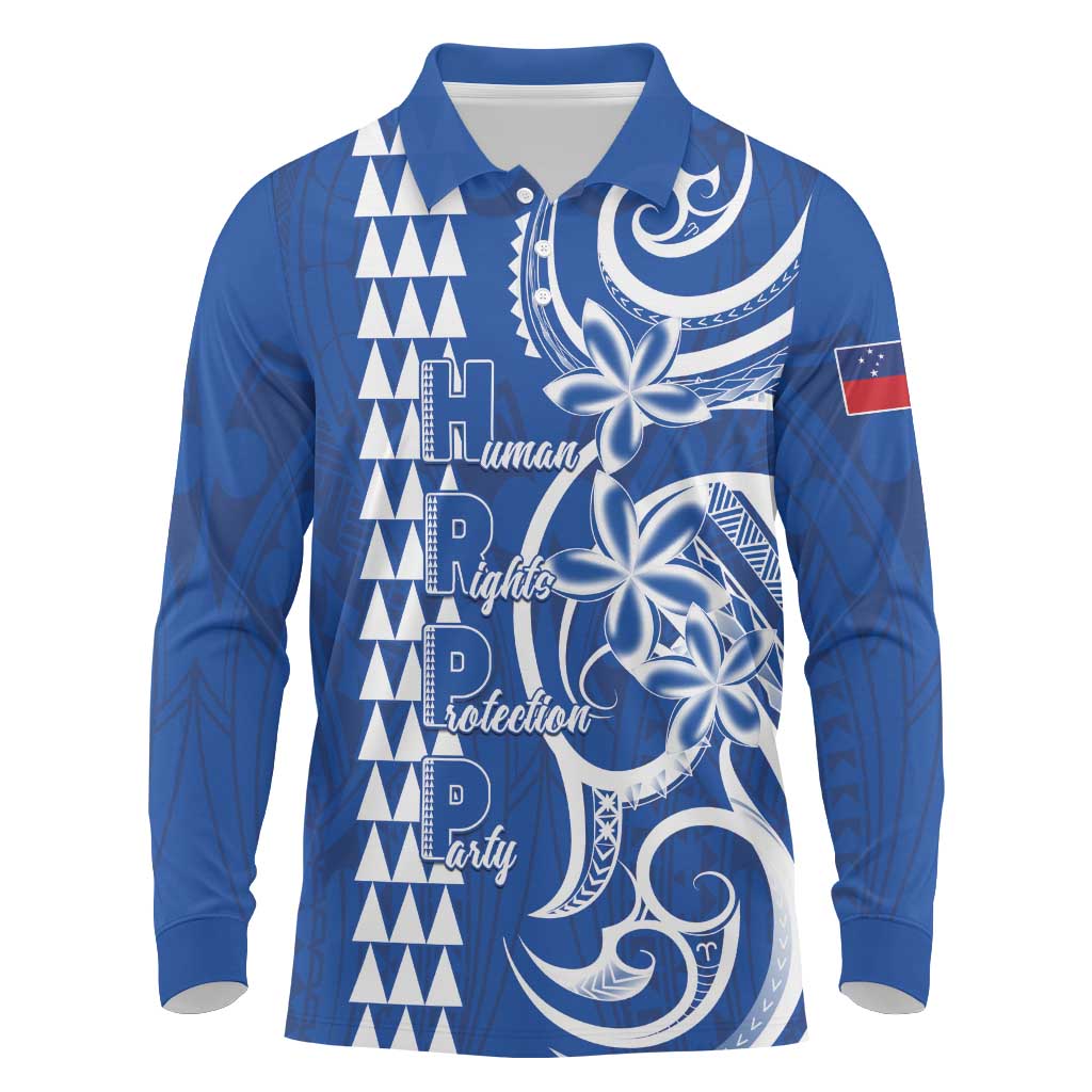Samoa HRPP Party Long Sleeve Polo Shirt Polynesian Pattern - Polynesian Pride