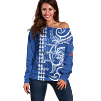 Samoa HRPP Party Off Shoulder Sweater Polynesian Pattern - Polynesian Pride