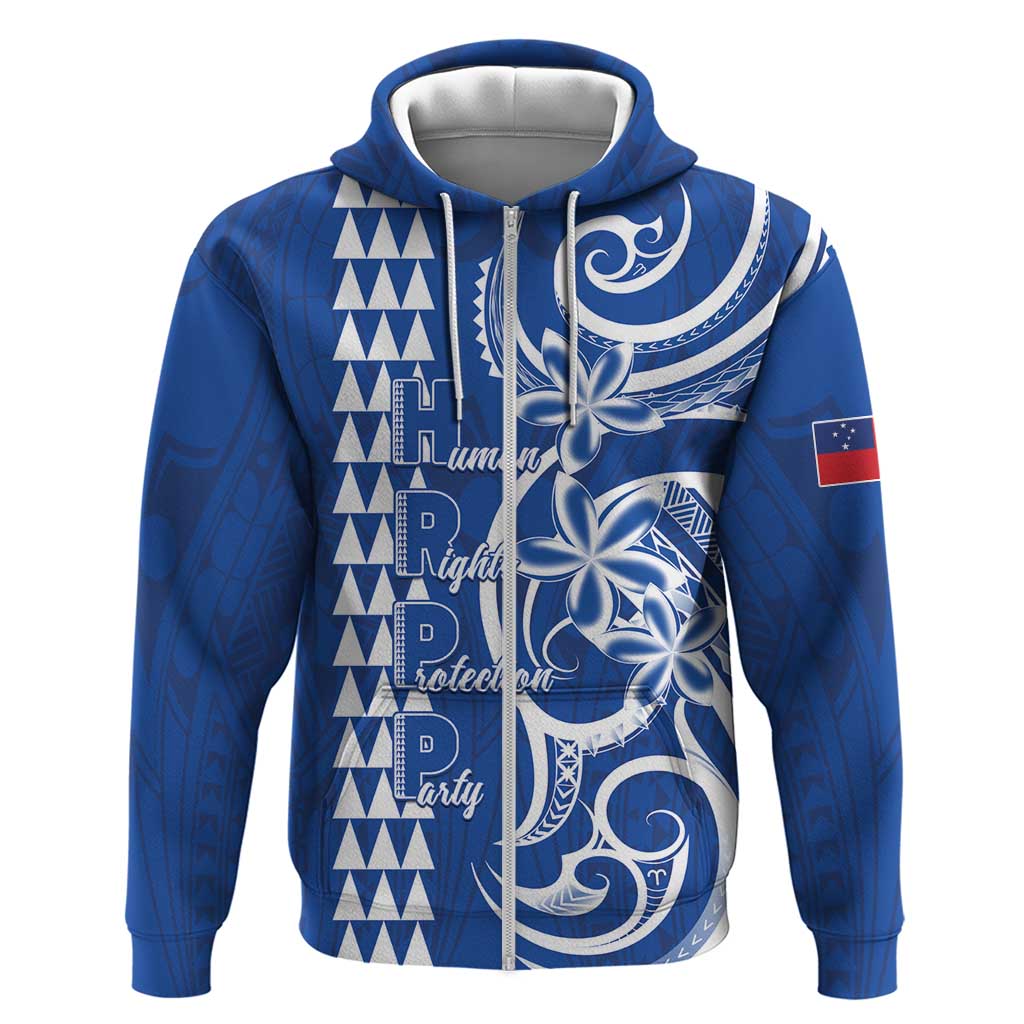 Samoa HRPP Party Zip Hoodie Polynesian Pattern LT05 Zip Hoodie Blue - Polynesian Pride