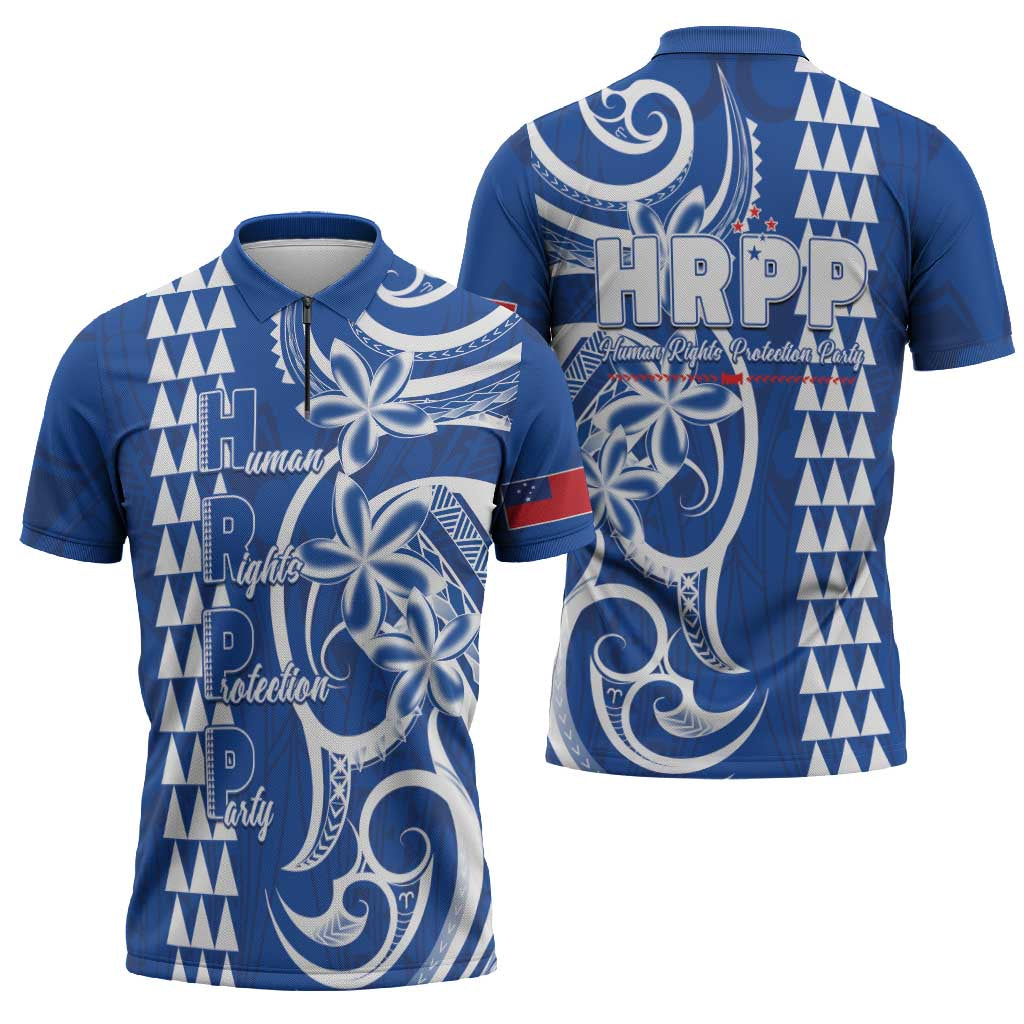 Samoa HRPP Party Zipper Polo Shirt Polynesian Pattern - Polynesian Pride